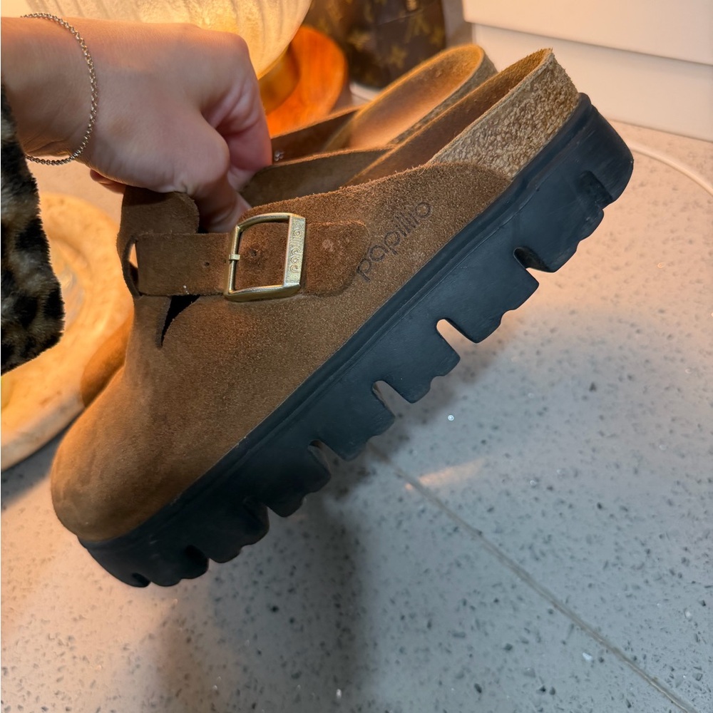 Birkenstock Brown Suede Clog Mule with Black Lug Sole - Picture 8 of 8